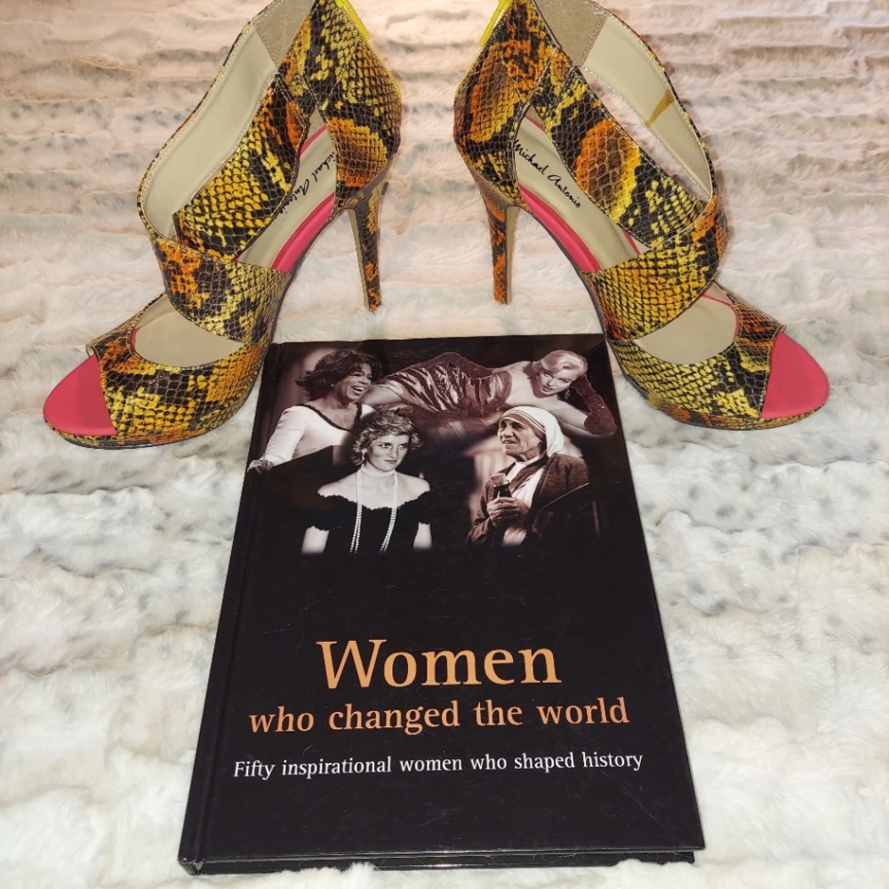 Michael Antonio snakeskin print platform heels sandals SZ 7.5 generous fit